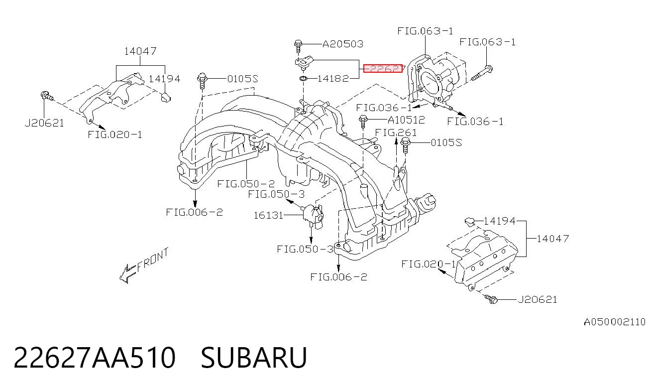 22627AA510 Subaru Czujnik ciśnienia w kolektorze ssącym, MAP