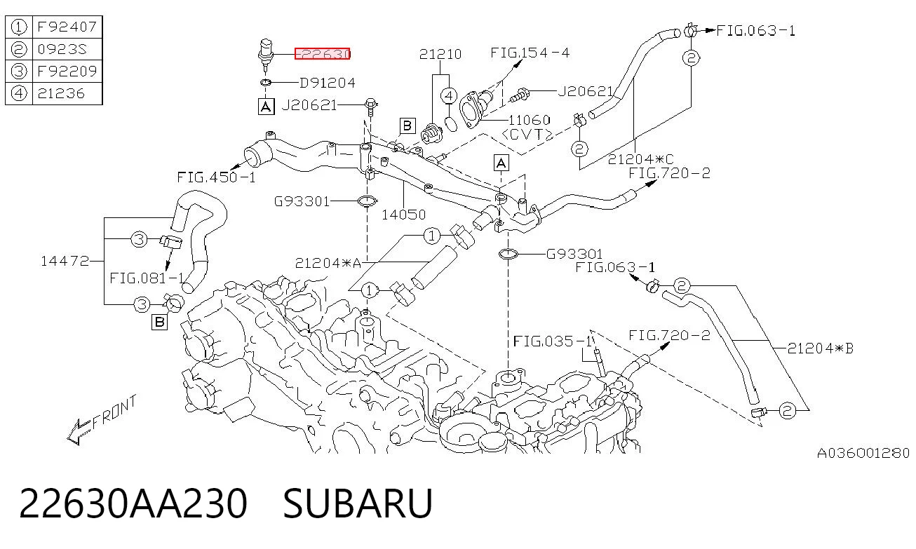 22630AA230 Subaru Czujnik temperatury płynu chłodzącego