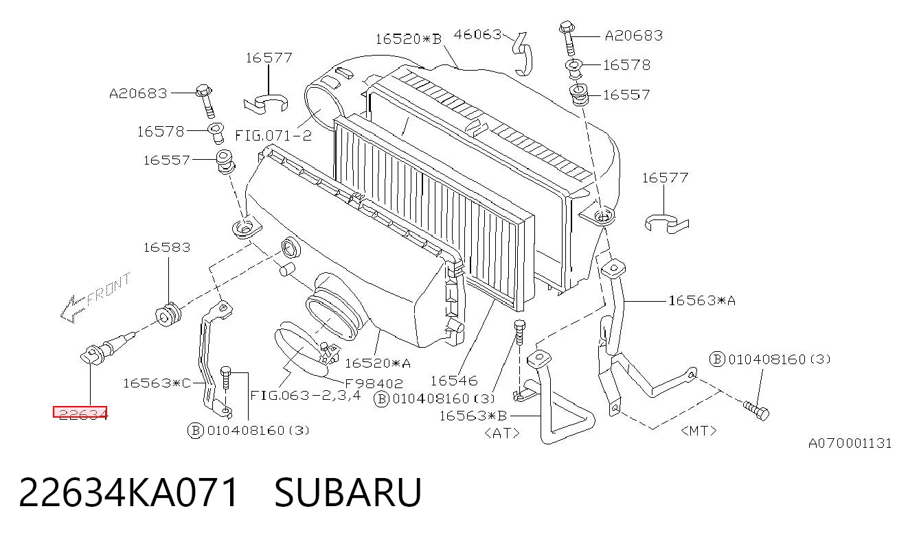 22634KA071 Subaru Czujnik temperatury powietrza wlotowego