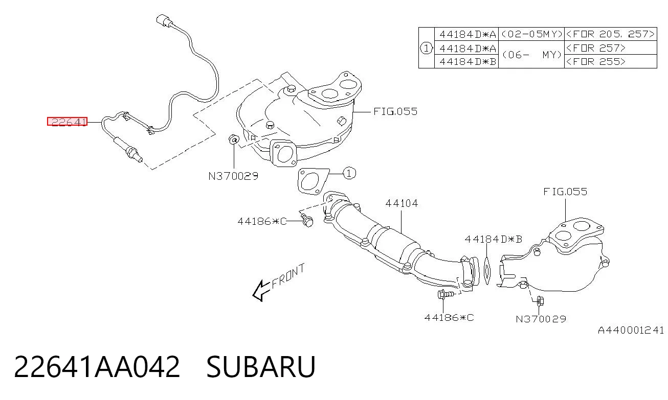 22641AA042 Subaru Sonda lambda czujnik tlenu przed katalizatorem