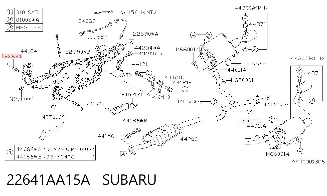 22641AA15A Subaru Sonda lambda czujnik tlenu przed katalizatorem