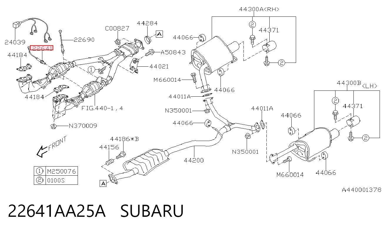 22641AA25A Subaru Sonda lambda czujnik tlenu przed katalizatorem
