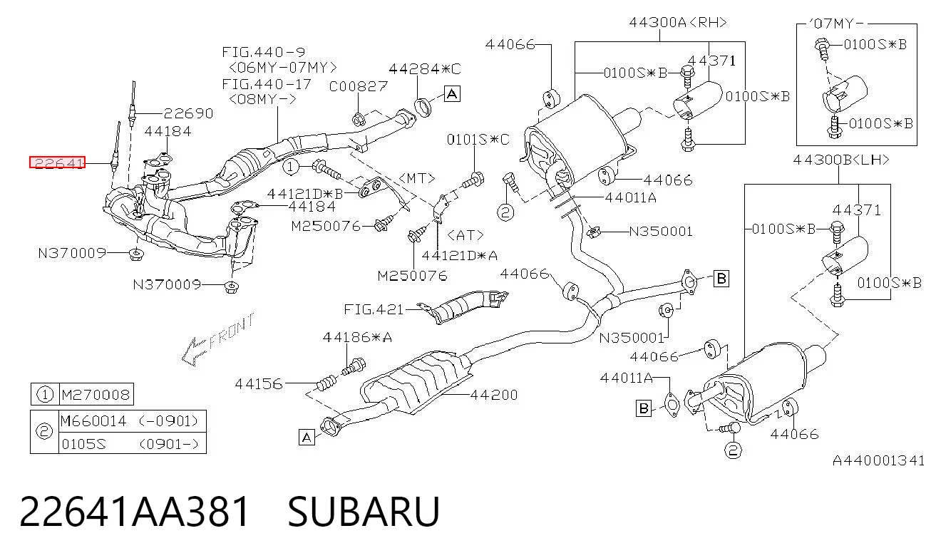 22641AA381 Subaru Sonda lambda czujnik tlenu przed katalizatorem