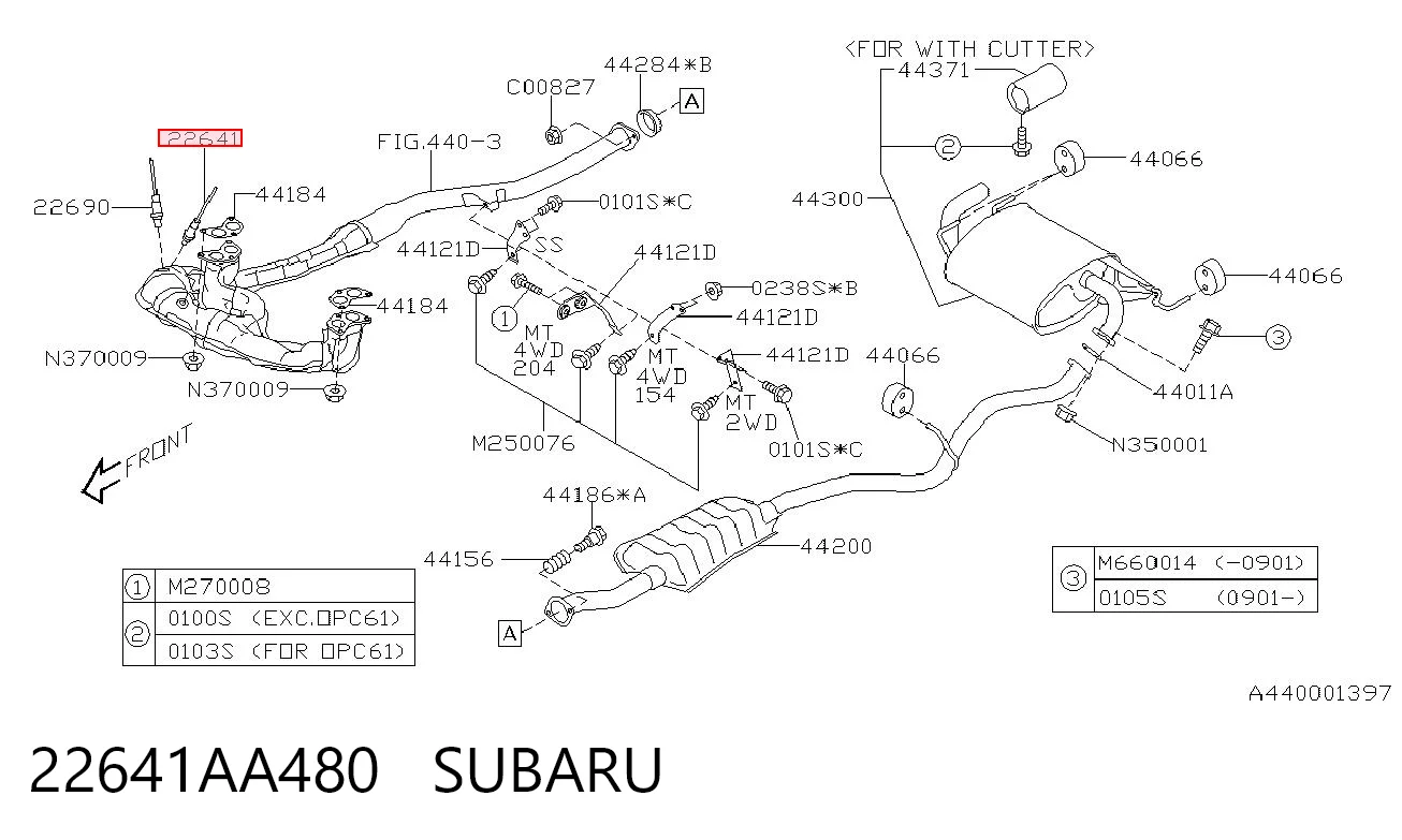 22641AA480 Subaru Sonda lambda czujnik tlenu przed katalizatorem