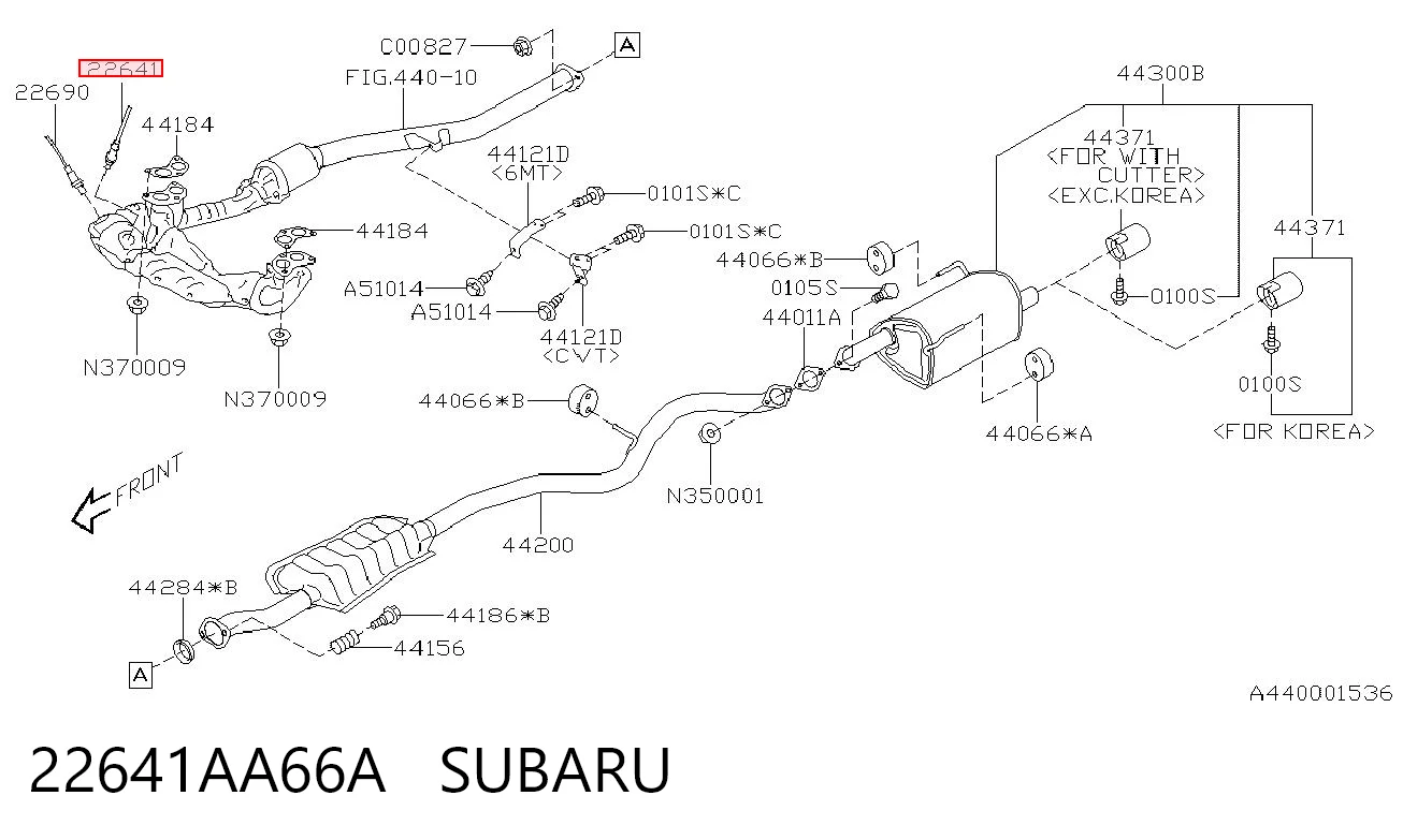 22641AA66A Subaru Sonda lambda czujnik tlenu przed katalizatorem