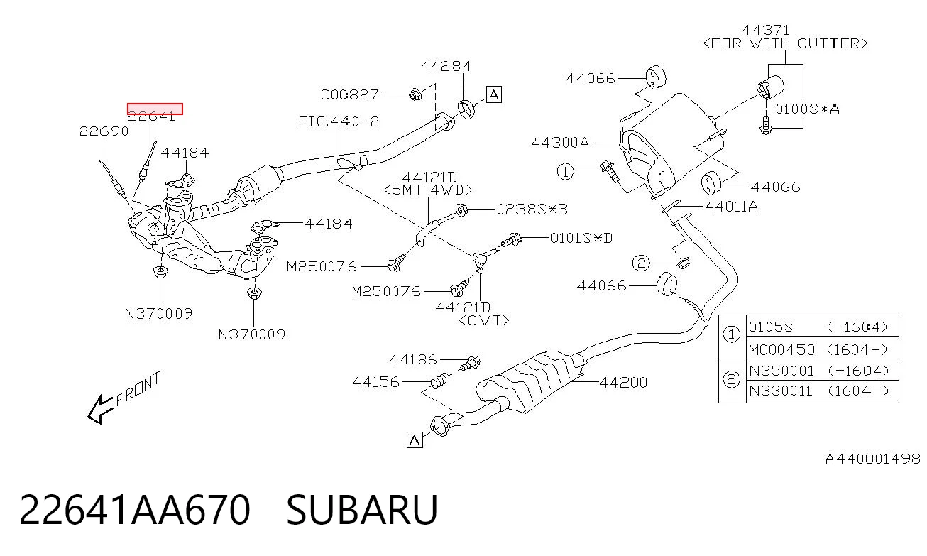 22641AA670 Subaru Sonda lambda czujnik tlenu przed katalizatorem