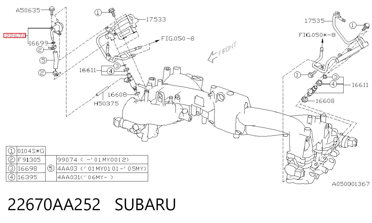 22670AA252 Subaru Regulator ciśnienia paliwa w listwie paliwowej
