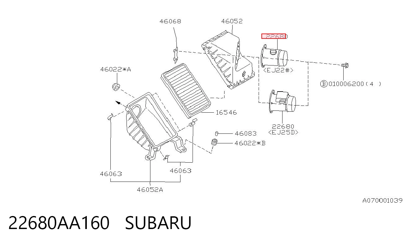 Do koszyka Czujnik przepływu powietrza, przepływomierz powietrza M.A.F. Subaru Legacy I BC