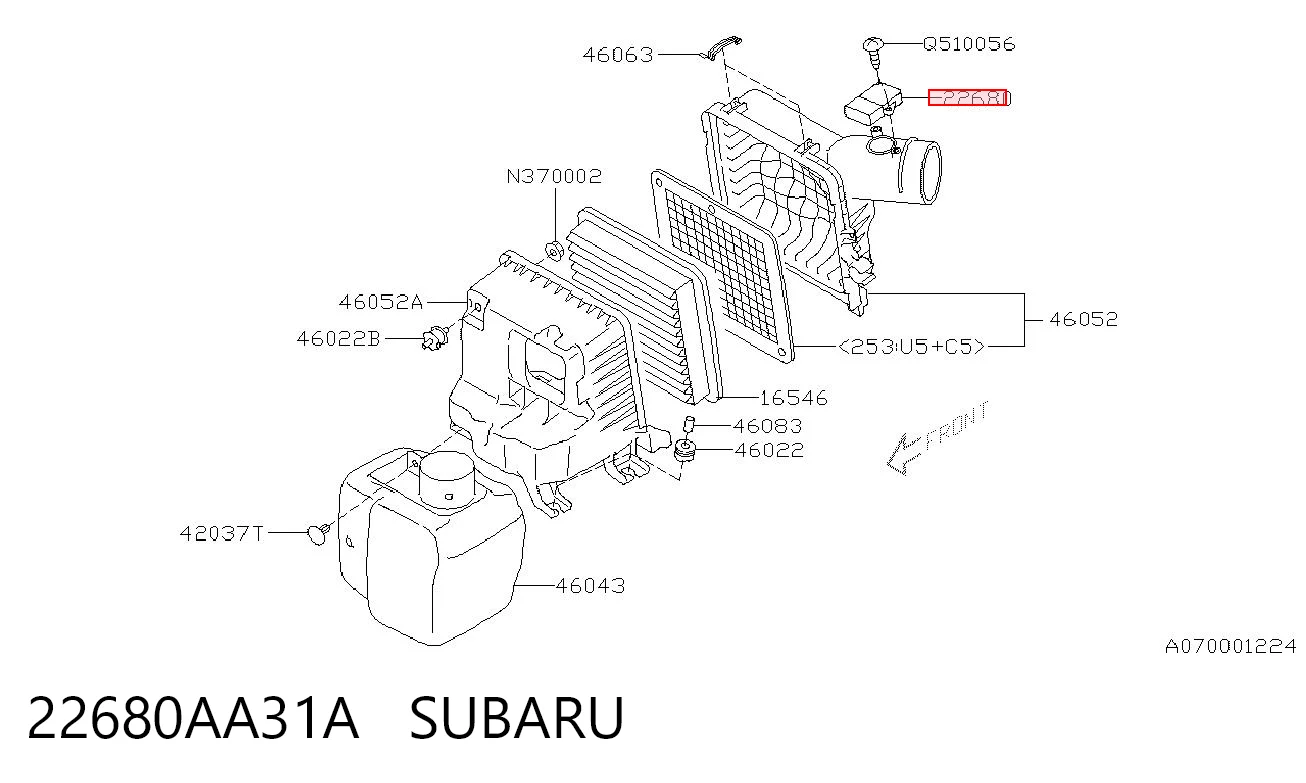 22680AA31A Subaru Czujnik przepływu powietrza, przepływomierz powietrza M.A.F.