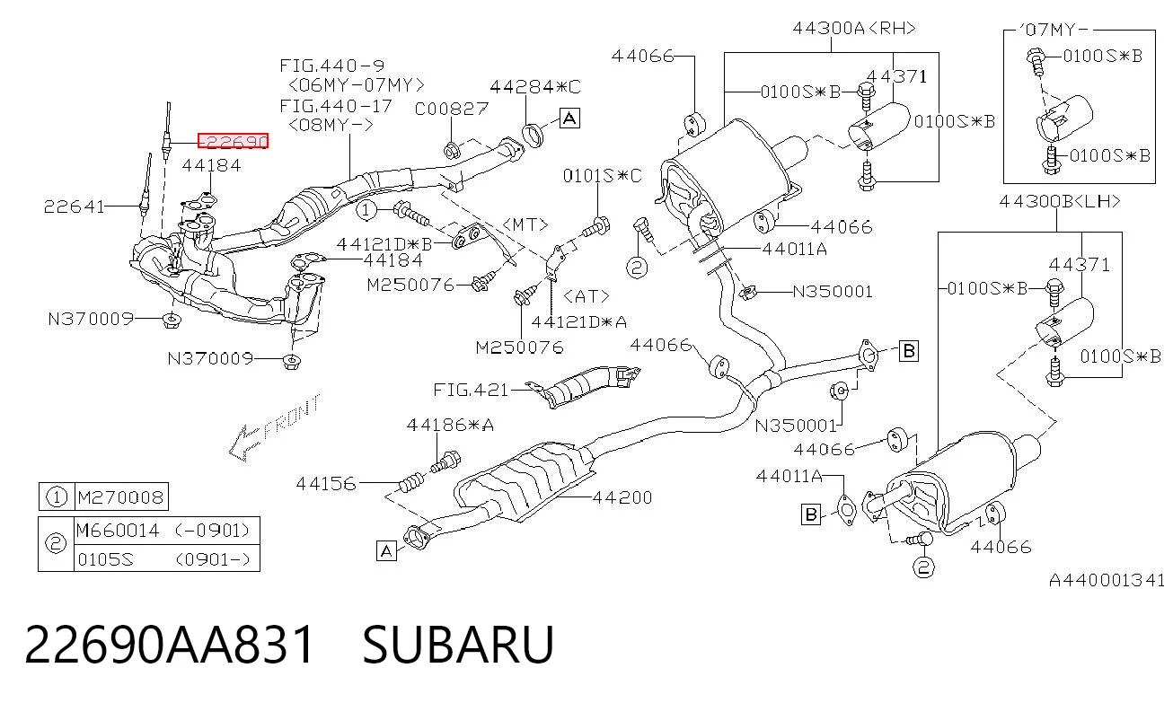 22690AA831 Subaru Sonda lambda czujnik tlenu przed katalizatorem lewy