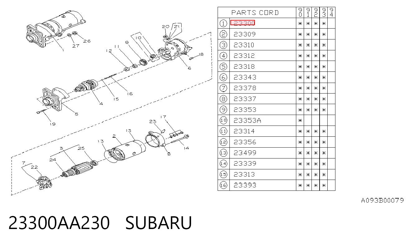 23300AA230 Subaru Rozrusznik