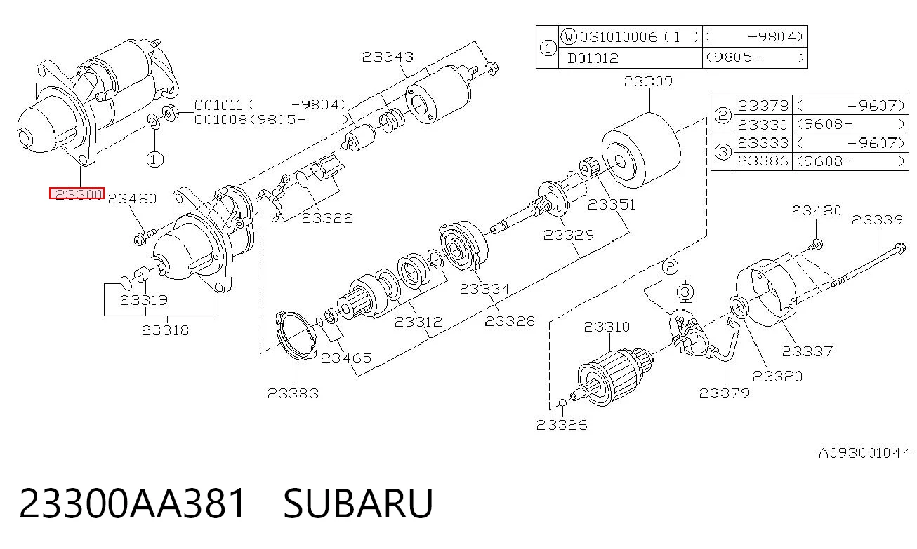 23300AA381 Subaru Rozrusznik