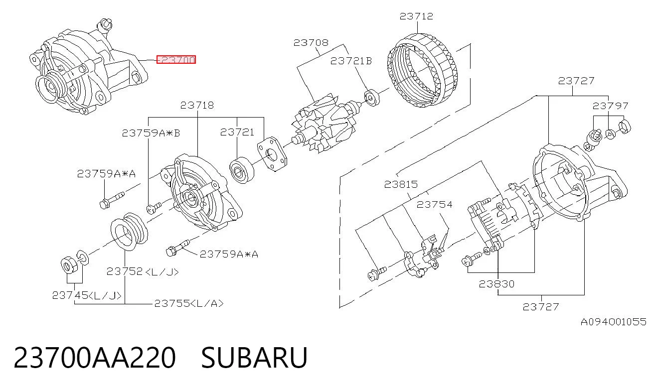 Do koszyka 23700AA350 Mitsubishi Alternator
