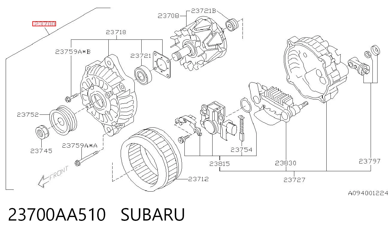 23700AA510 Subaru Alternator