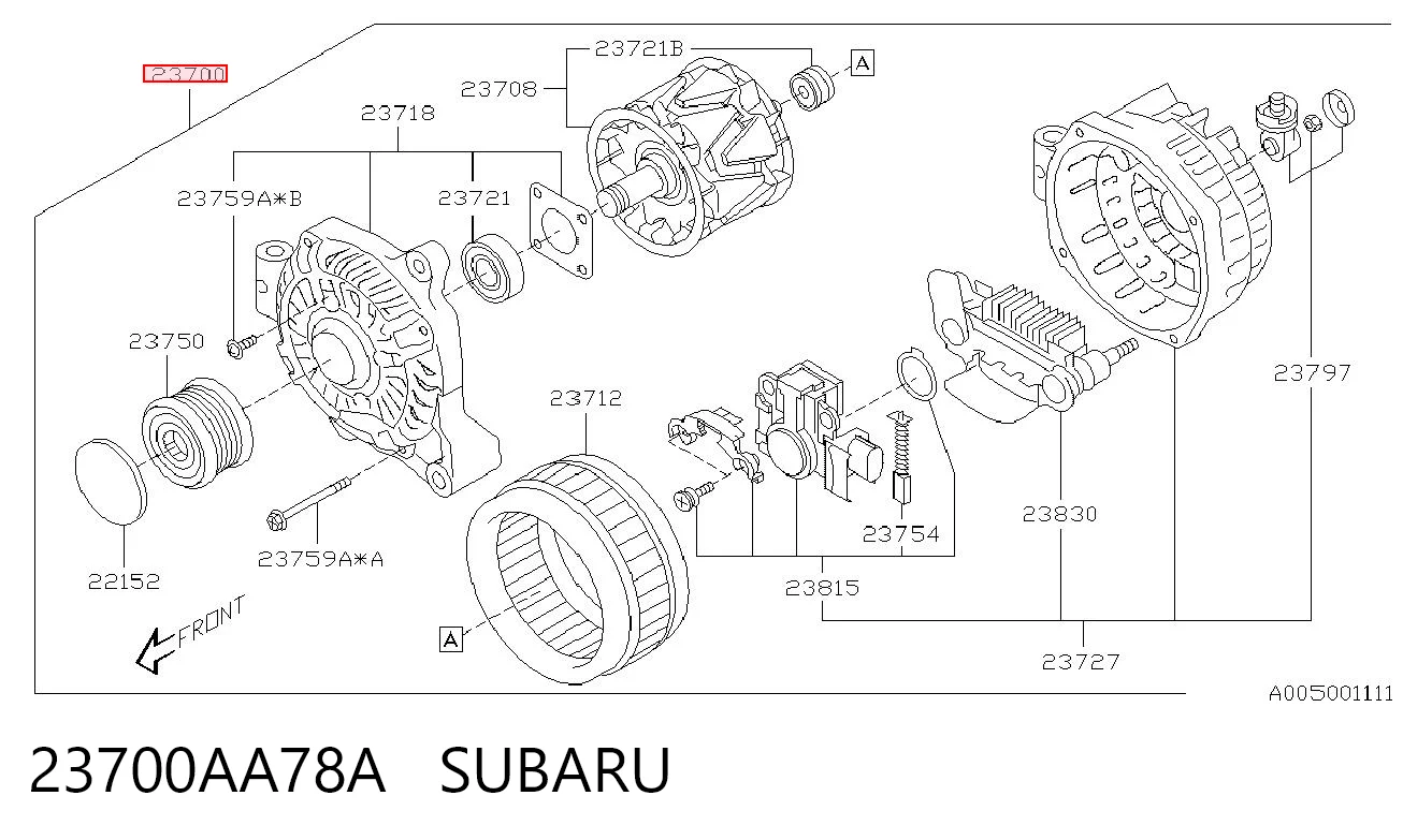 23700AA78A Subaru Alternator