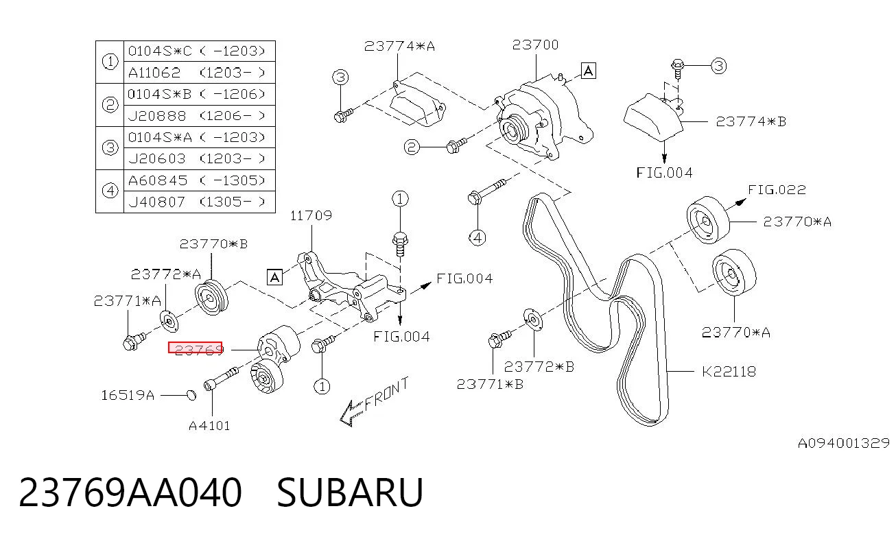 23769AA040 Subaru Napinacz paska napędowego