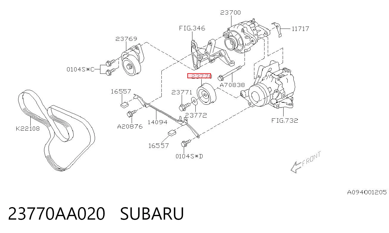 23770AA020 Subaru Rolka prowadząca, kierunkowa paska napędowego