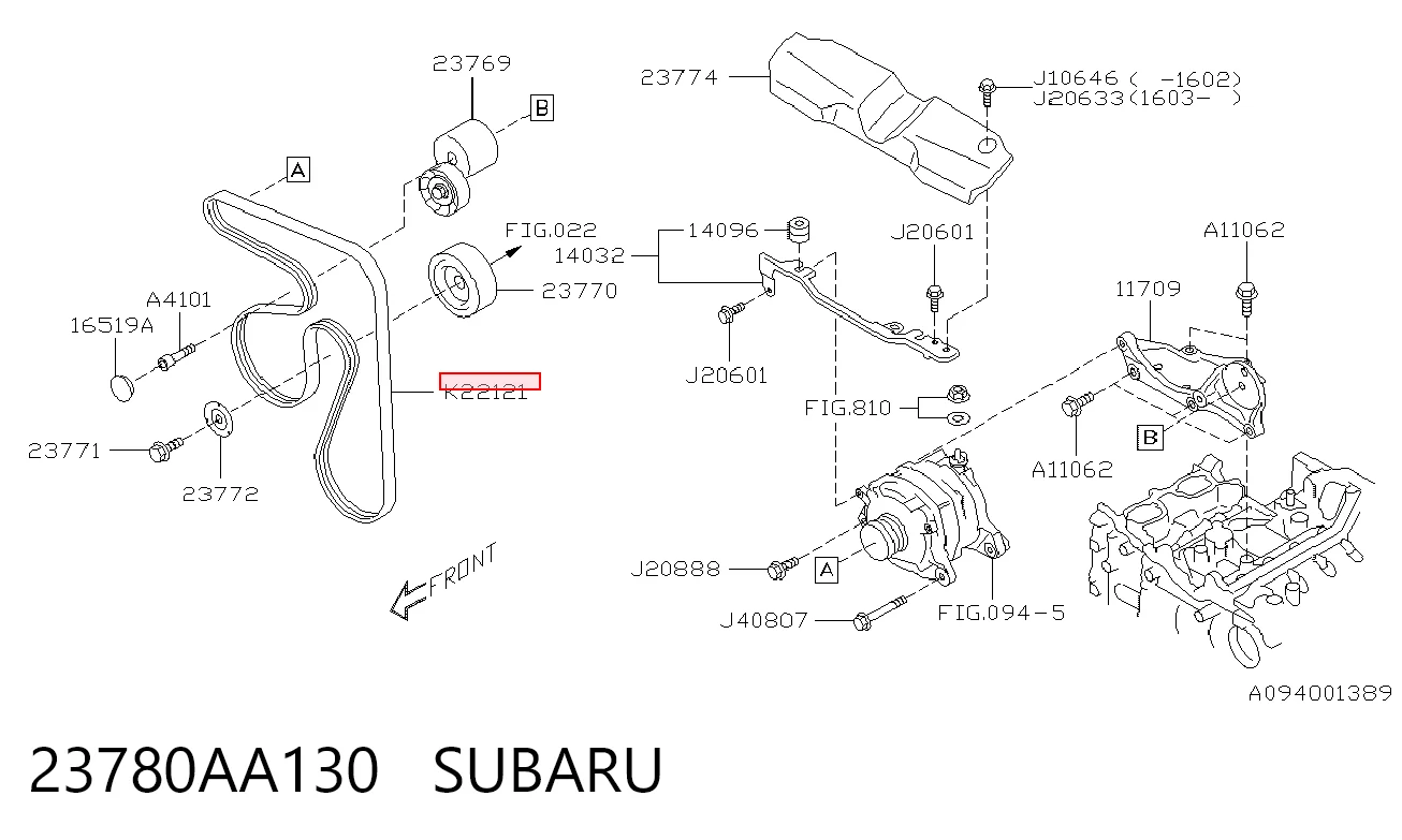 23780AA130 Subaru Pas napędowy mechanizmów
