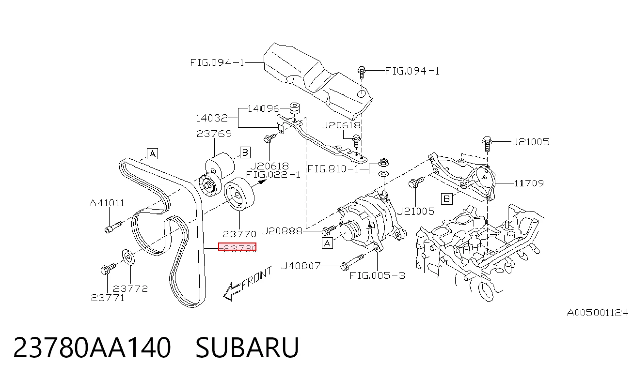 23780AA140 Subaru Pas napędowy mechanizmów