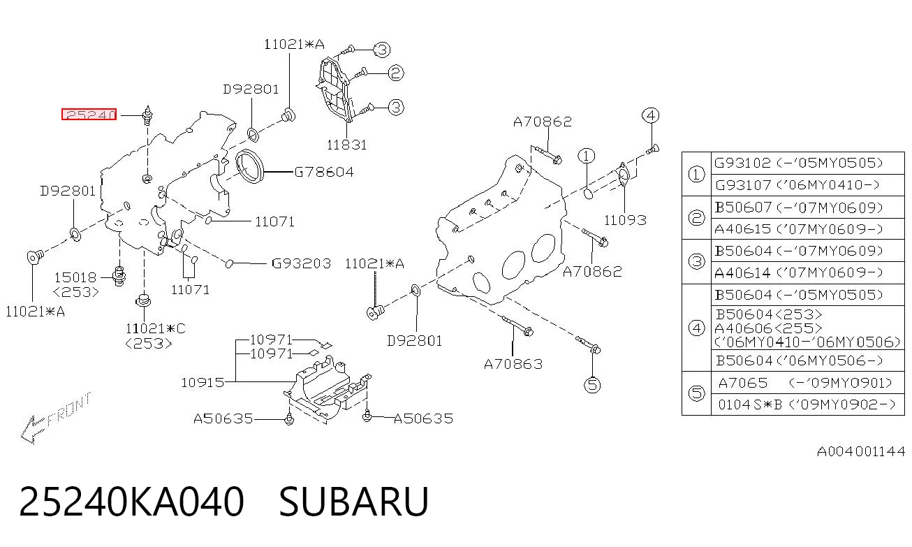 25240KA040 Subaru Czujnik ciśnienia oleju