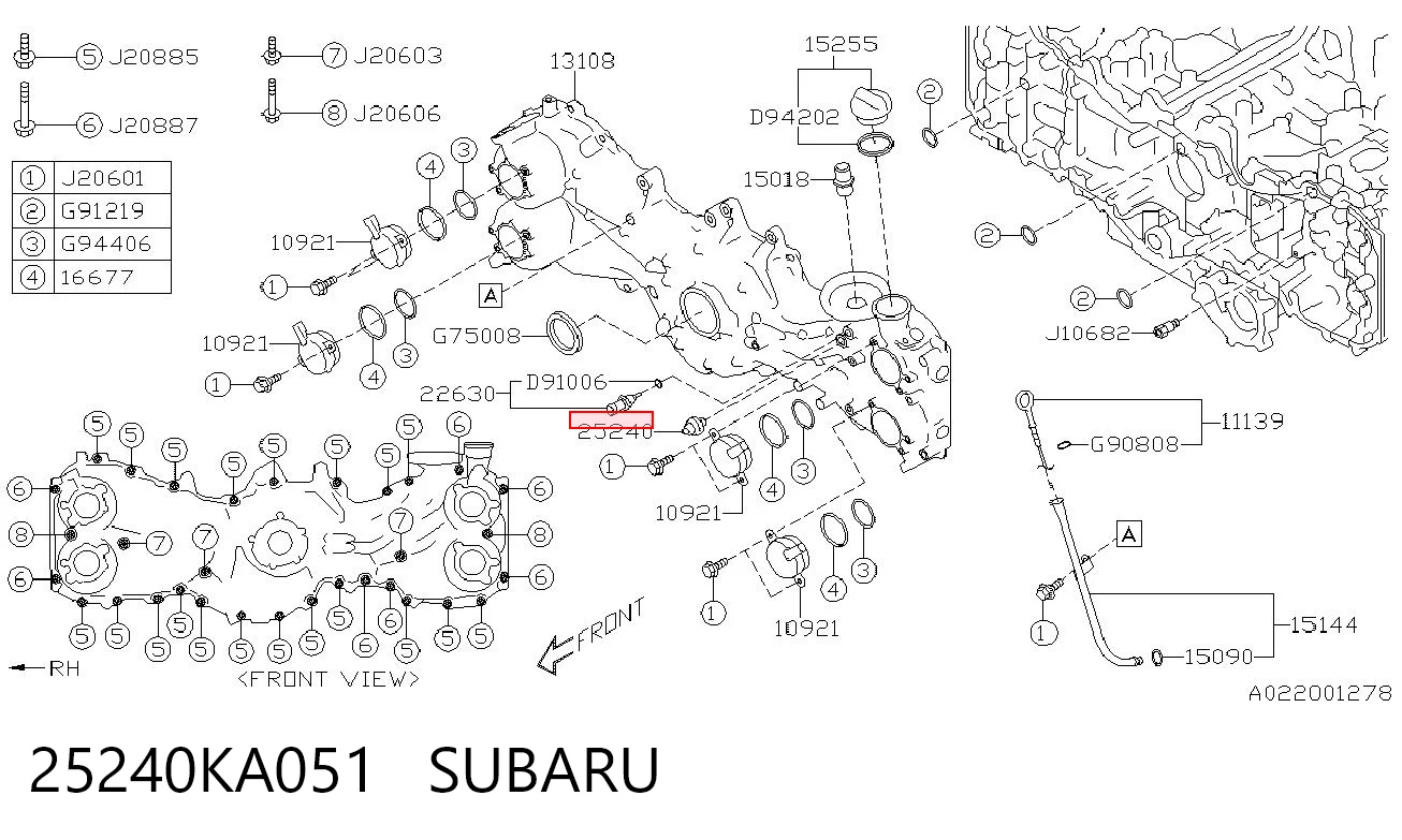 25240KA051 Subaru Czujnik ciśnienia oleju