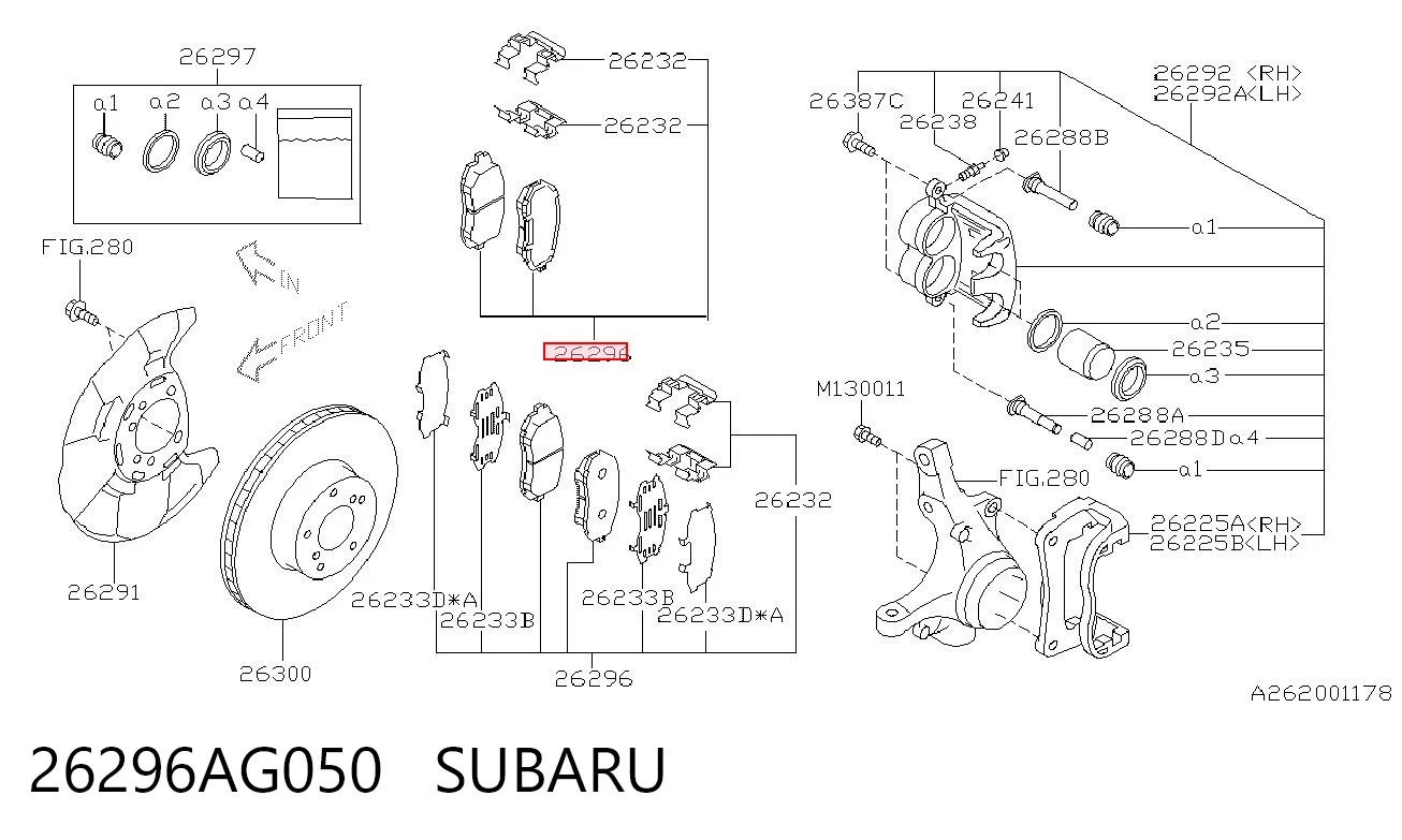 26296AG050 Subaru Klocki hamulcowe przednie tarczowe