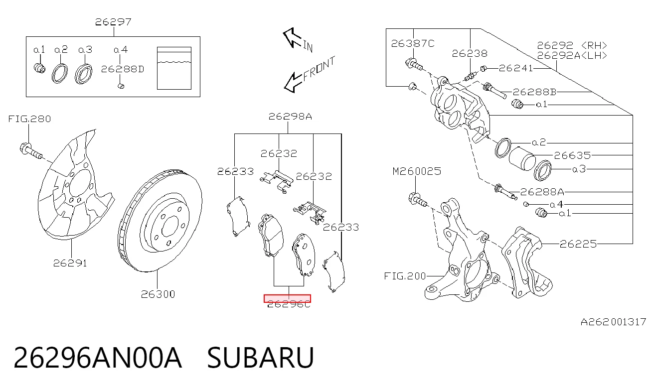 26296AN00A Subaru Klocki hamulcowe przednie tarczowe