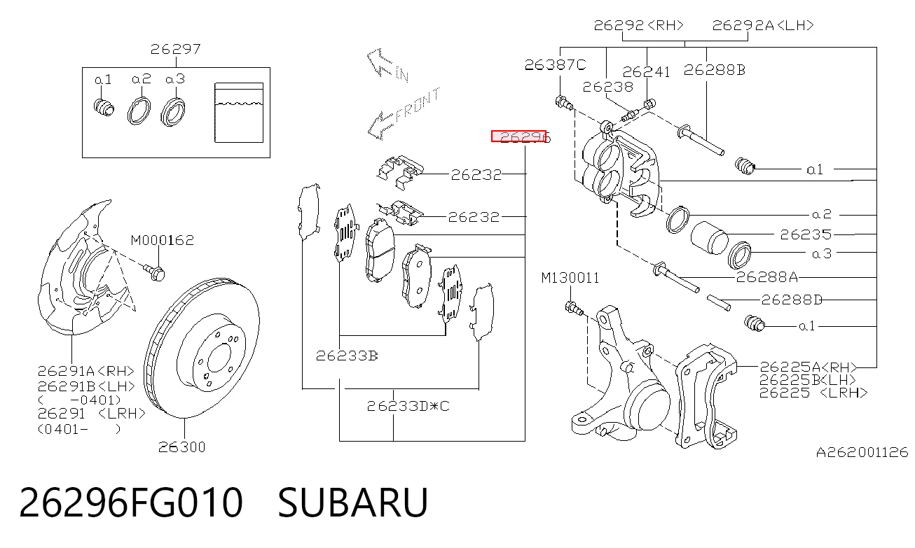 26296FG010 Subaru Klocki hamulcowe przednie tarczowe