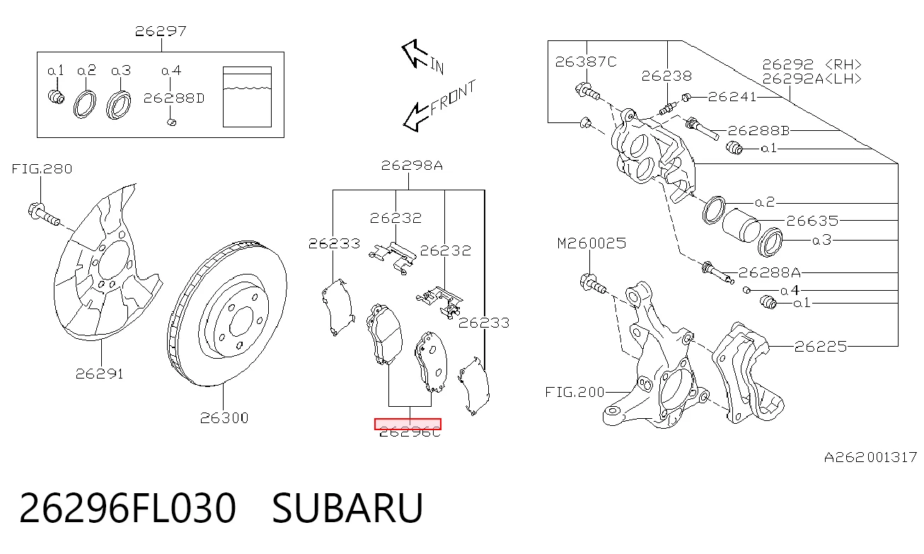 Klocki hamulcowe przednie tarczowe Subaru 26296FL030 cena, od 30,80 USD