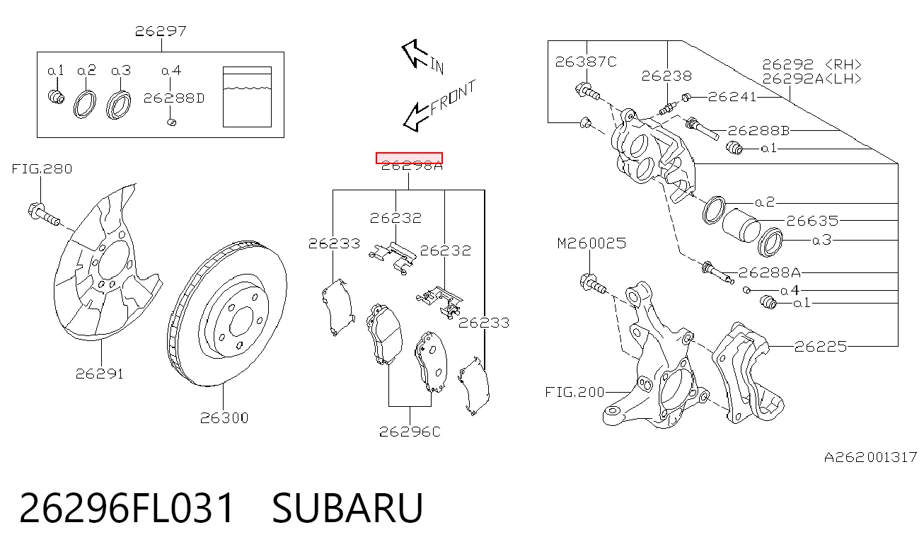 Klocki hamulcowe przednie tarczowe Subaru 26296FL031 cena, od 30,80 USD
