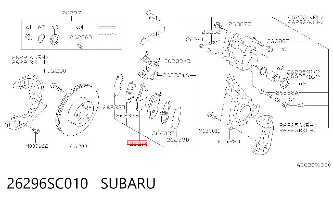 26296SC010 Subaru Klocki hamulcowe przednie tarczowe