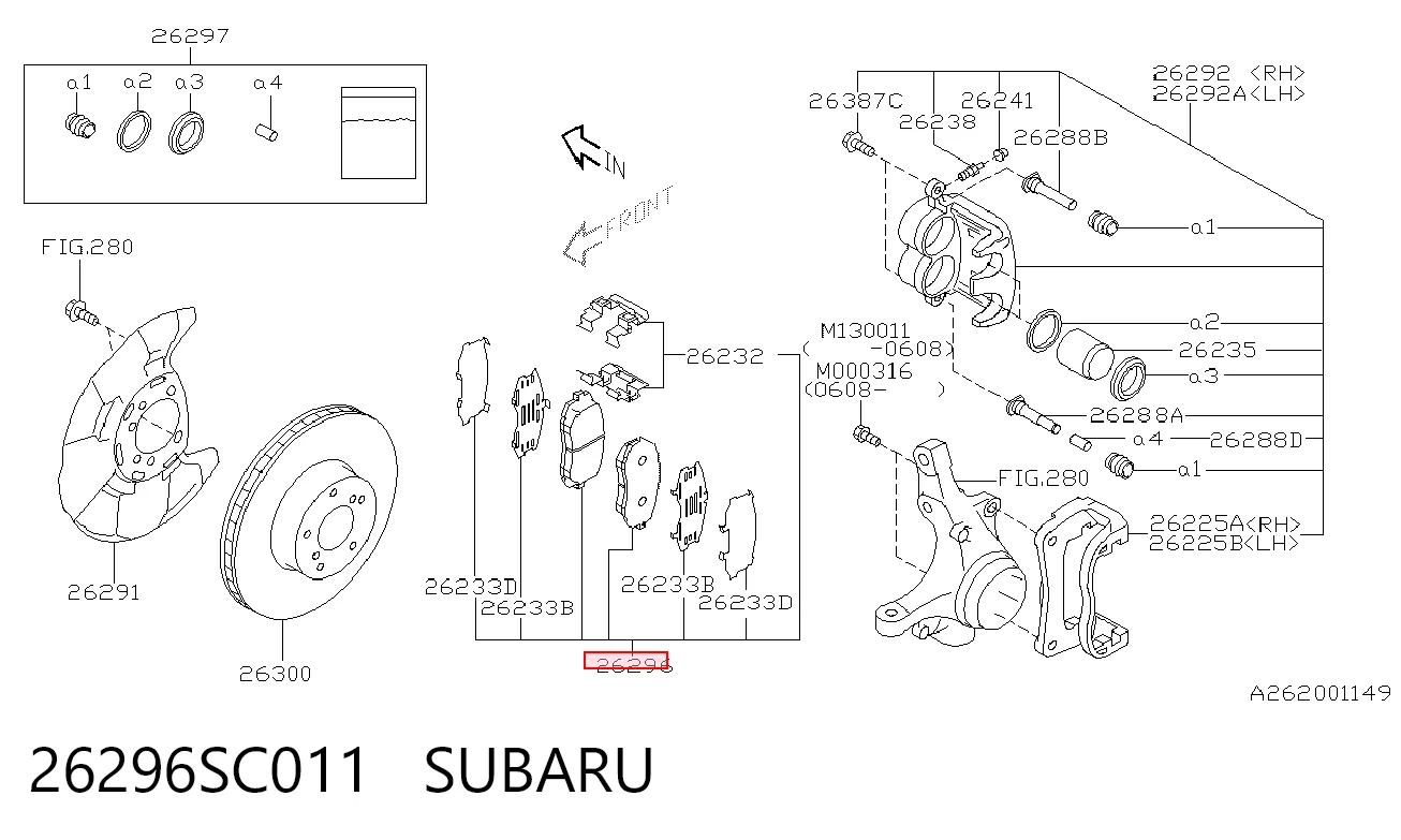26296SC011 Subaru Klocki hamulcowe przednie tarczowe