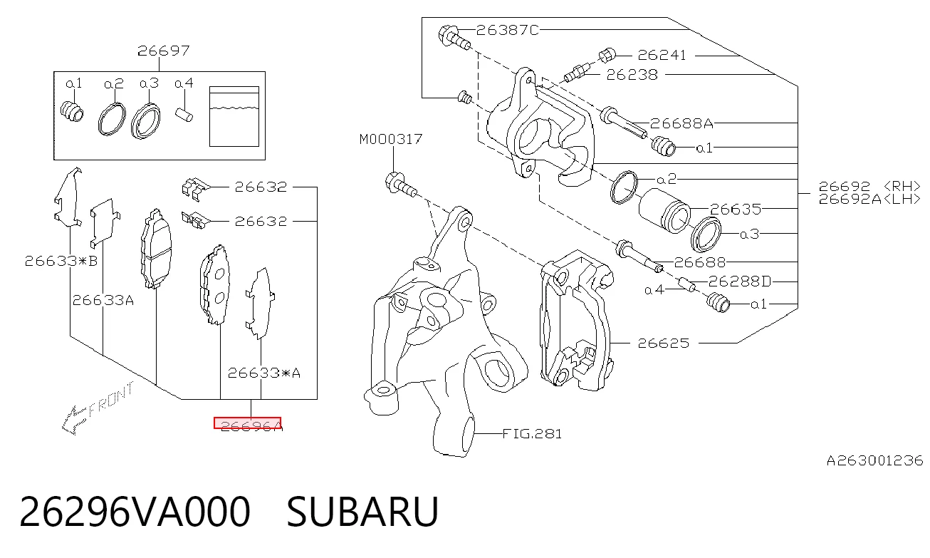 26296VA000 Subaru Klocki hamulcowe przednie tarczowe
