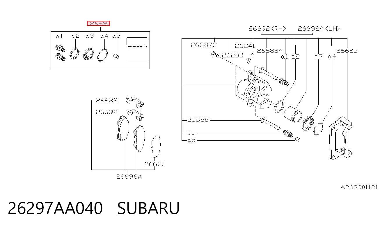 Zestaw naprawczy zacisku hamulcowego tylnego Subaru Legacy I sedana (BC) (1989 - 1994) cena, od 6,66 USD