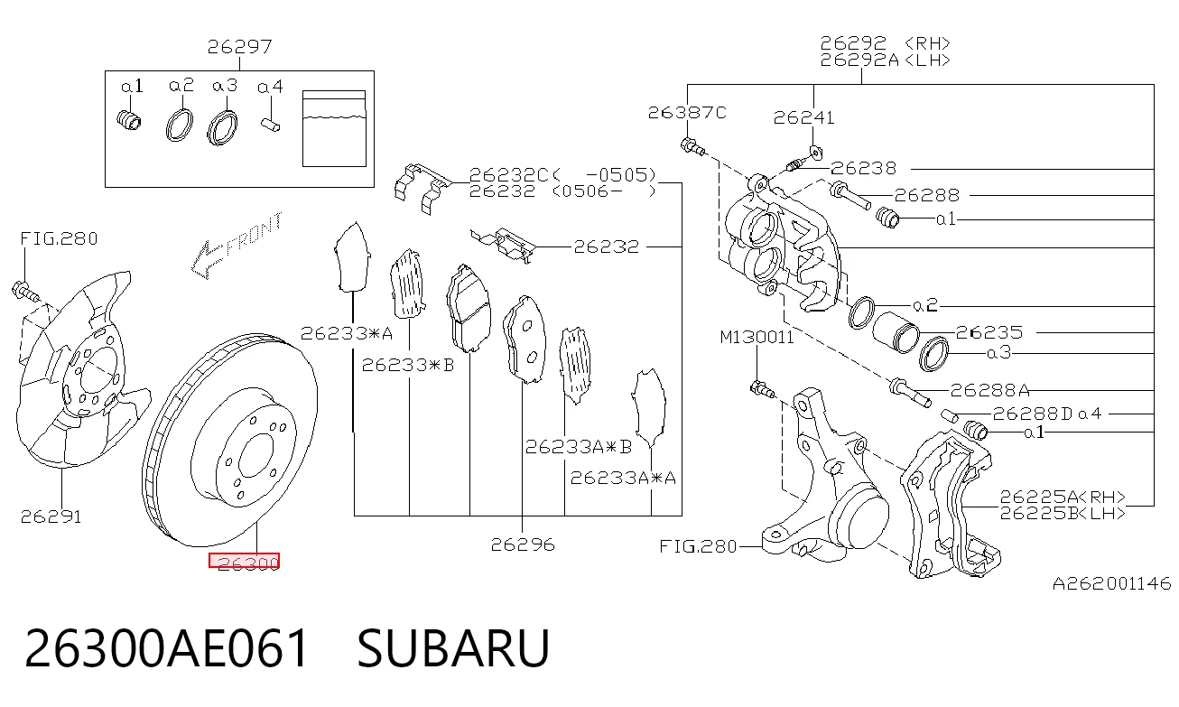 26300AE061 Subaru Tarcza hamulcowa przednia