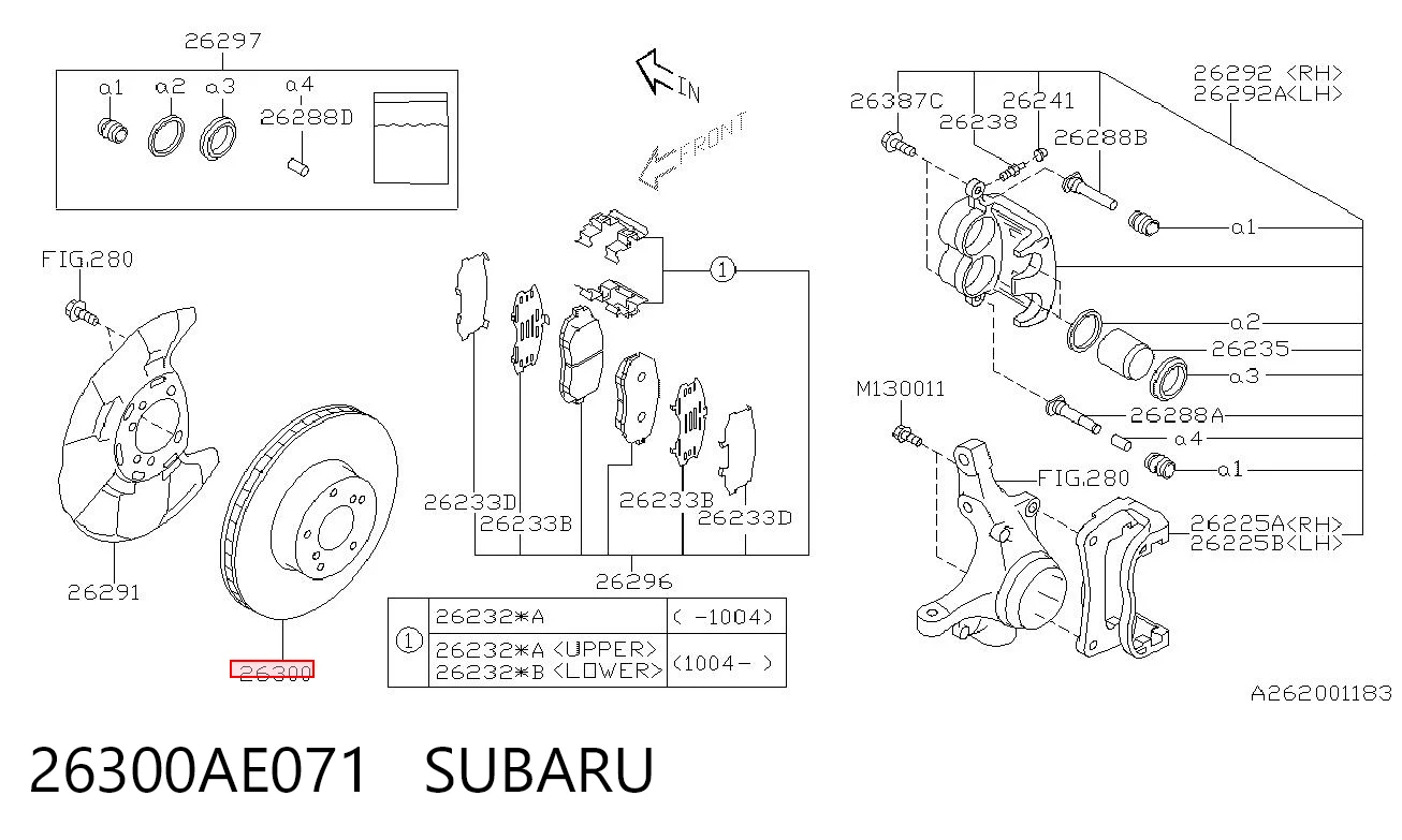 26300AE071 Subaru Tarcza hamulcowa przednia