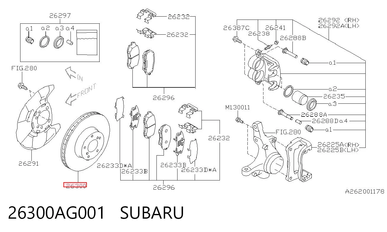 26300AG001 Subaru Tarcza hamulcowa przednia