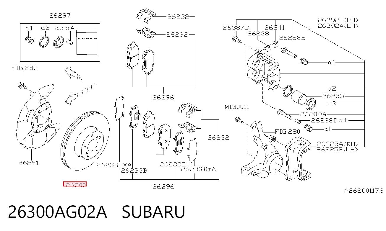 26300AG02A Subaru Tarcza hamulcowa przednia