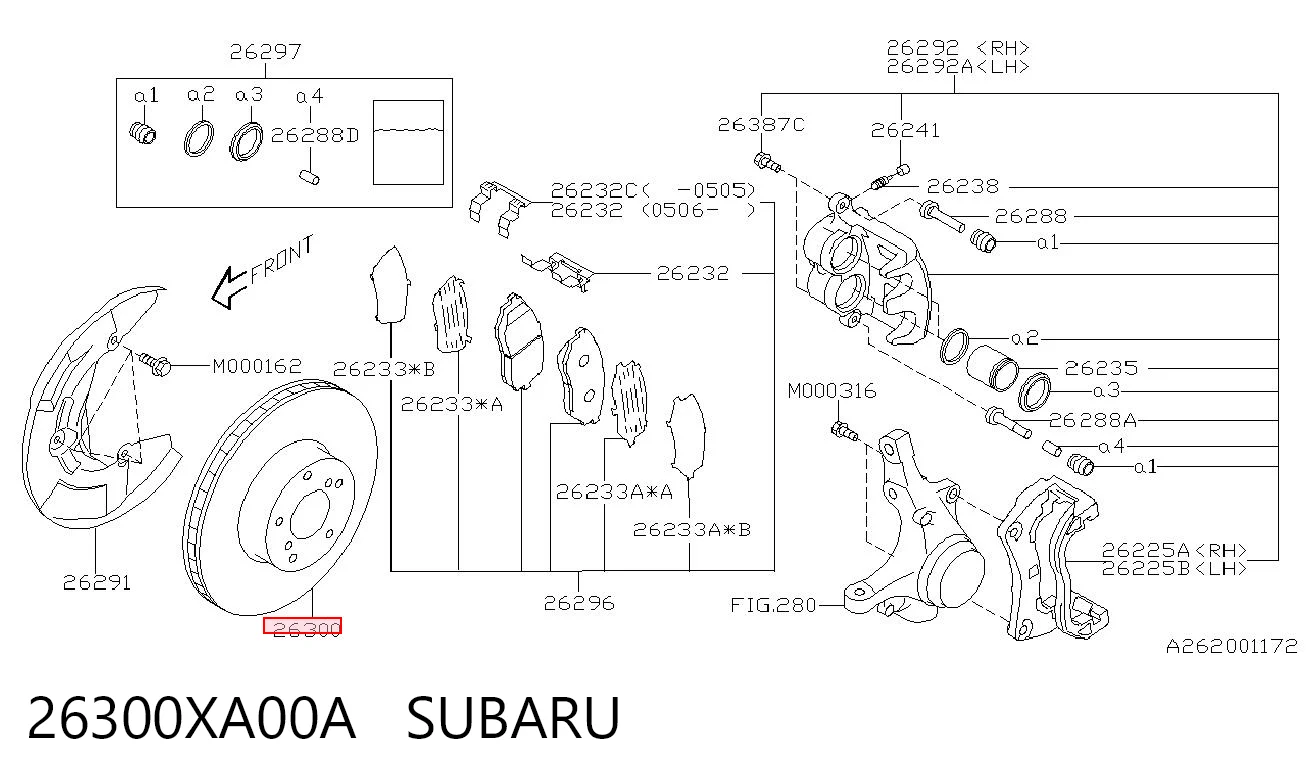 26300XA00A Subaru Tarcza hamulcowa przednia