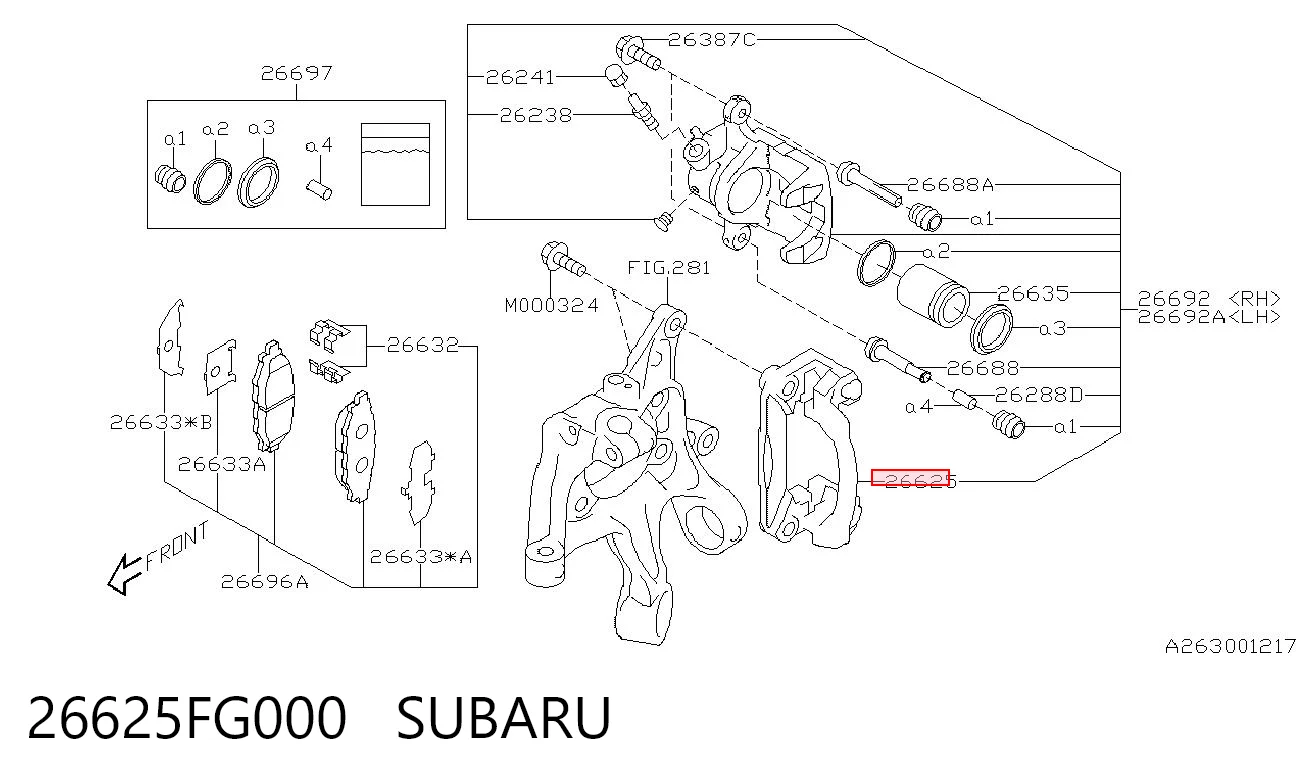 Do koszyka Jarzmo zacisku hamulcowego tylnego Subaru Impreza III GH