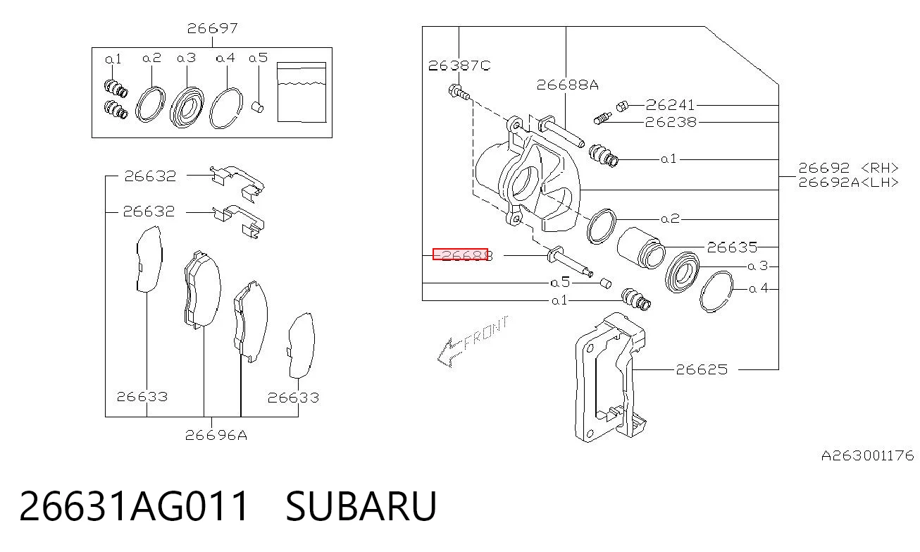26631AG011 Subaru Prowadnica zacisku tylnego dolna