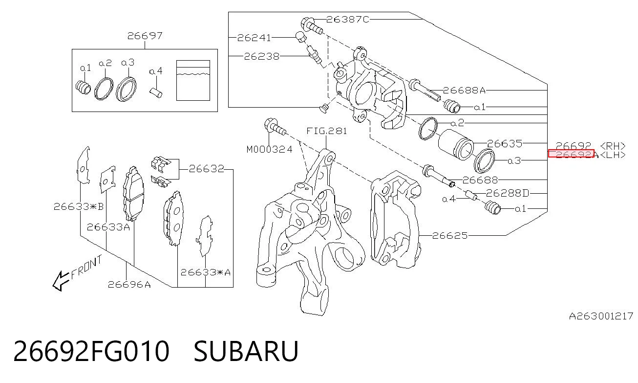 26692FG010 Subaru Zacisk hamulcowy tylny lewy