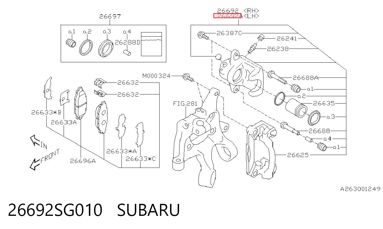 26692SG010 Subaru Zacisk hamulcowy tylny lewy