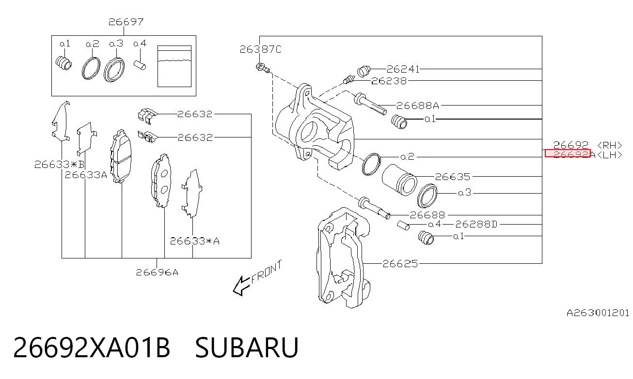 Zacisk hamulcowy tylny lewy do Subaru Tribeca  
