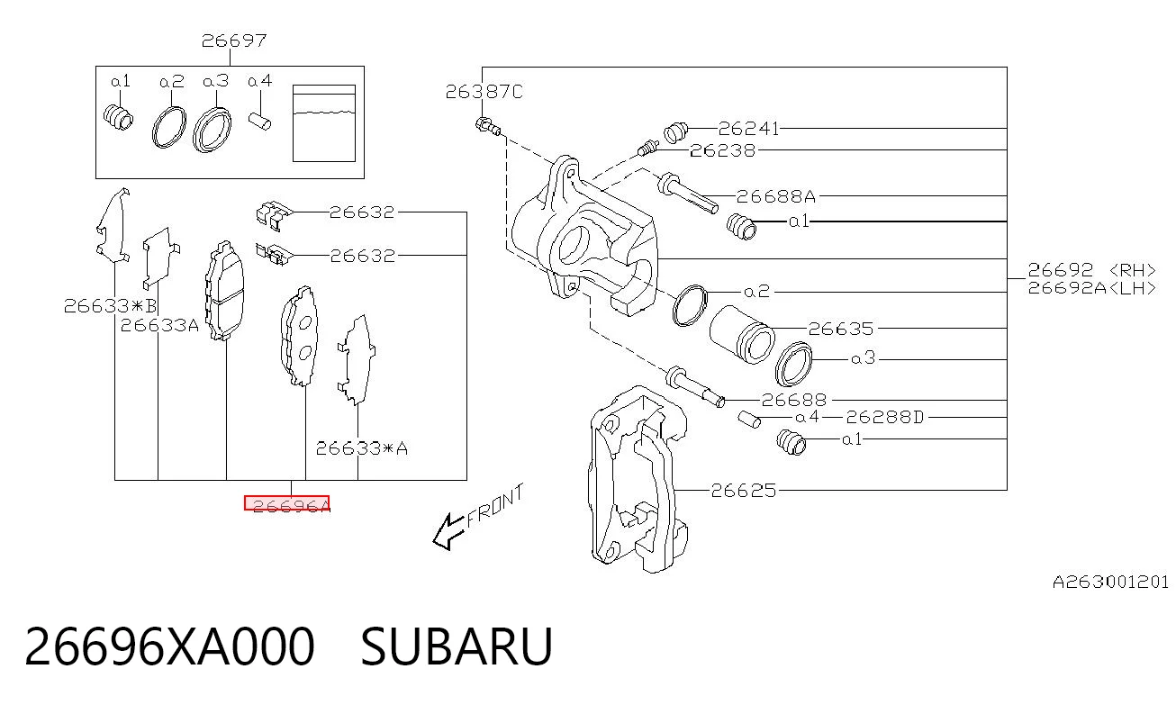 26696XA000 Subaru Okładziny (klocki) do hamulców tarczowych tylne