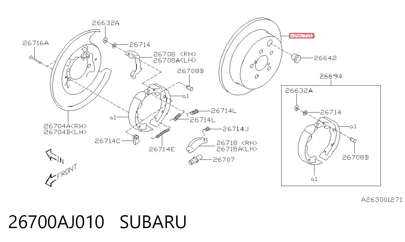 26700AJ010 Subaru Tarcza hamulcowa tylna