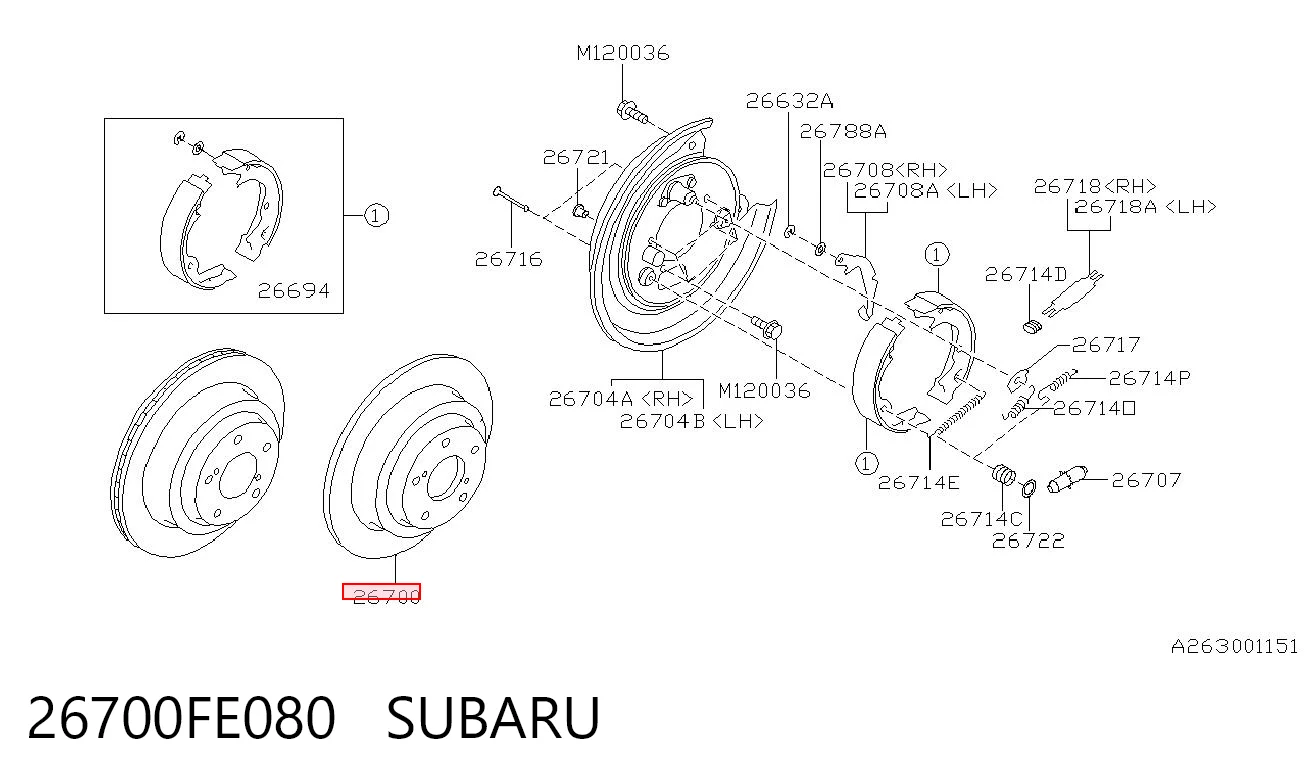 26700FE080 Subaru Tarcza hamulcowa tylna