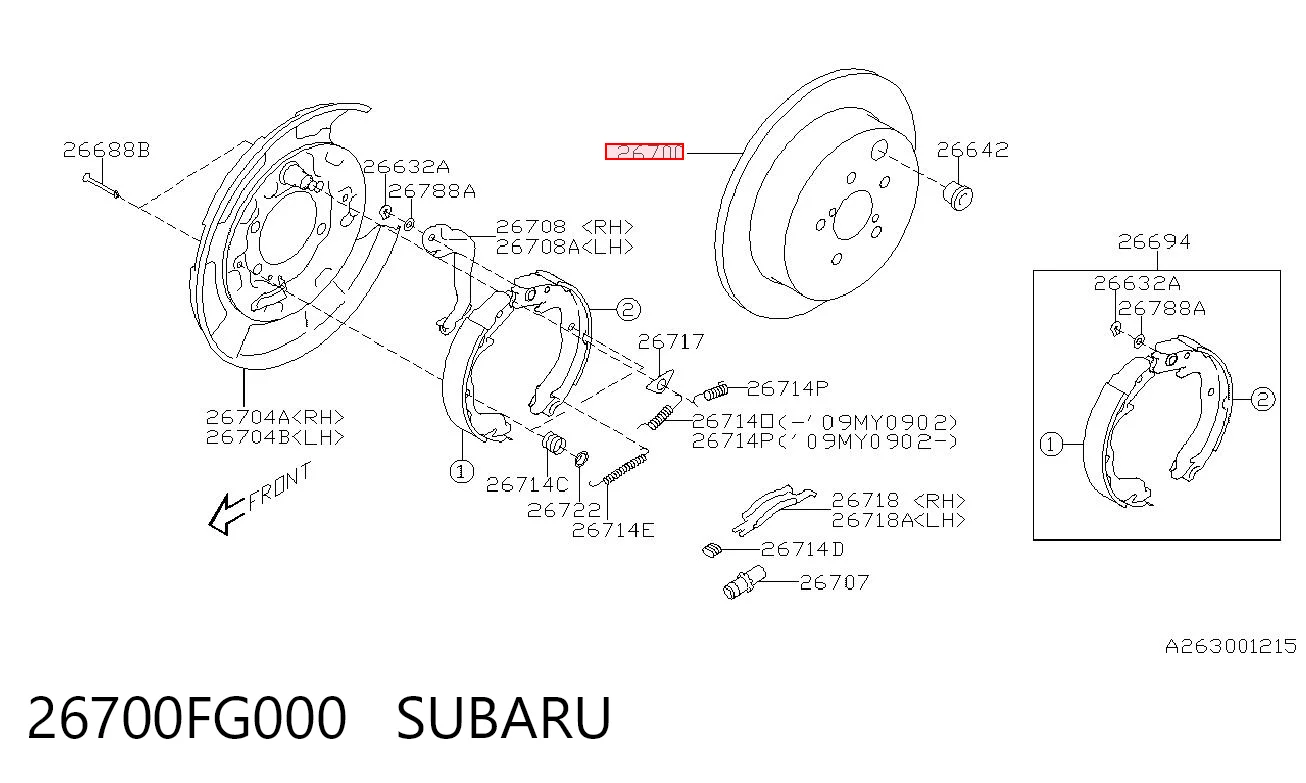 26700FG000 Subaru Tarcza hamulcowa tylna