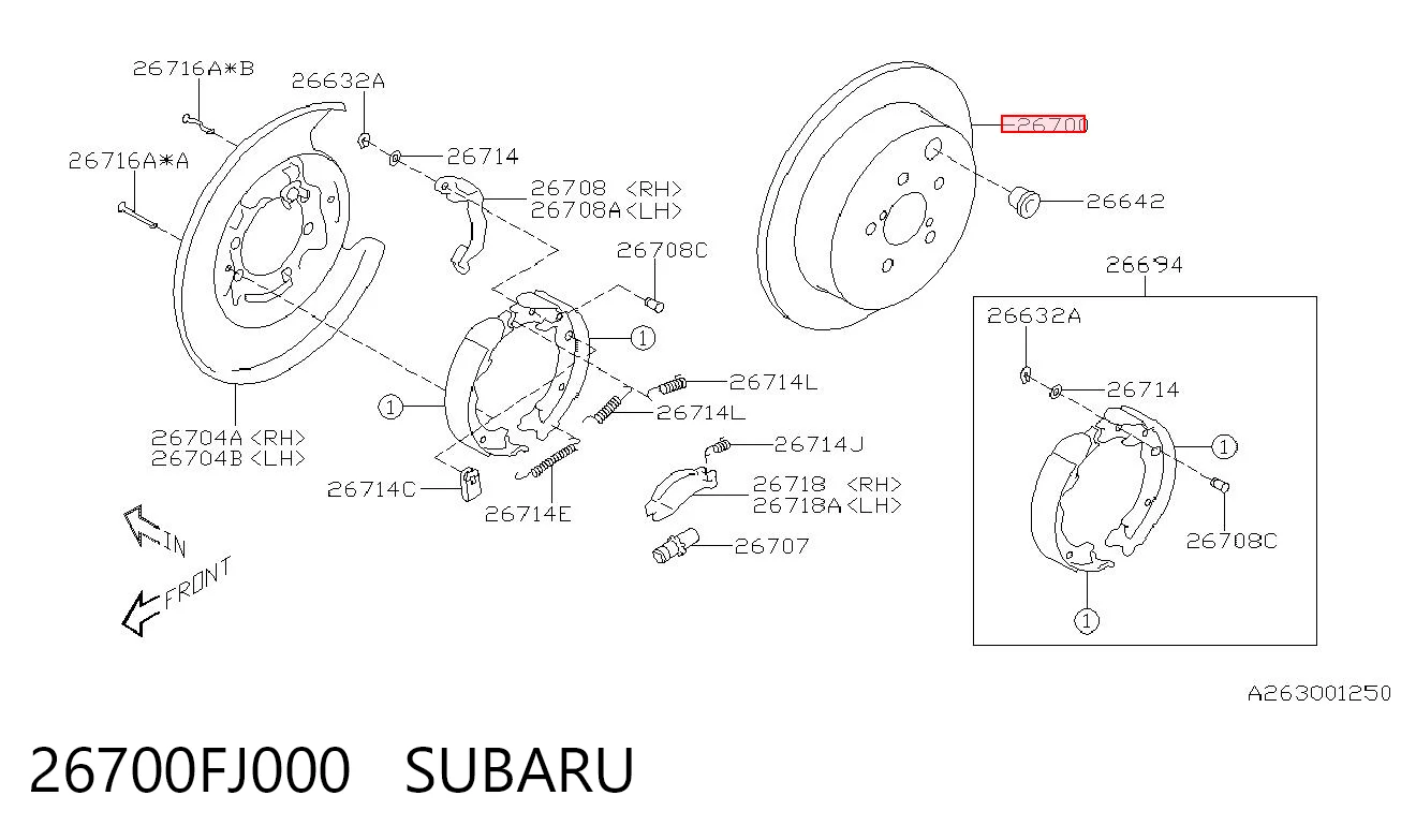 26700FJ000 Subaru Tarcza hamulcowa tylna