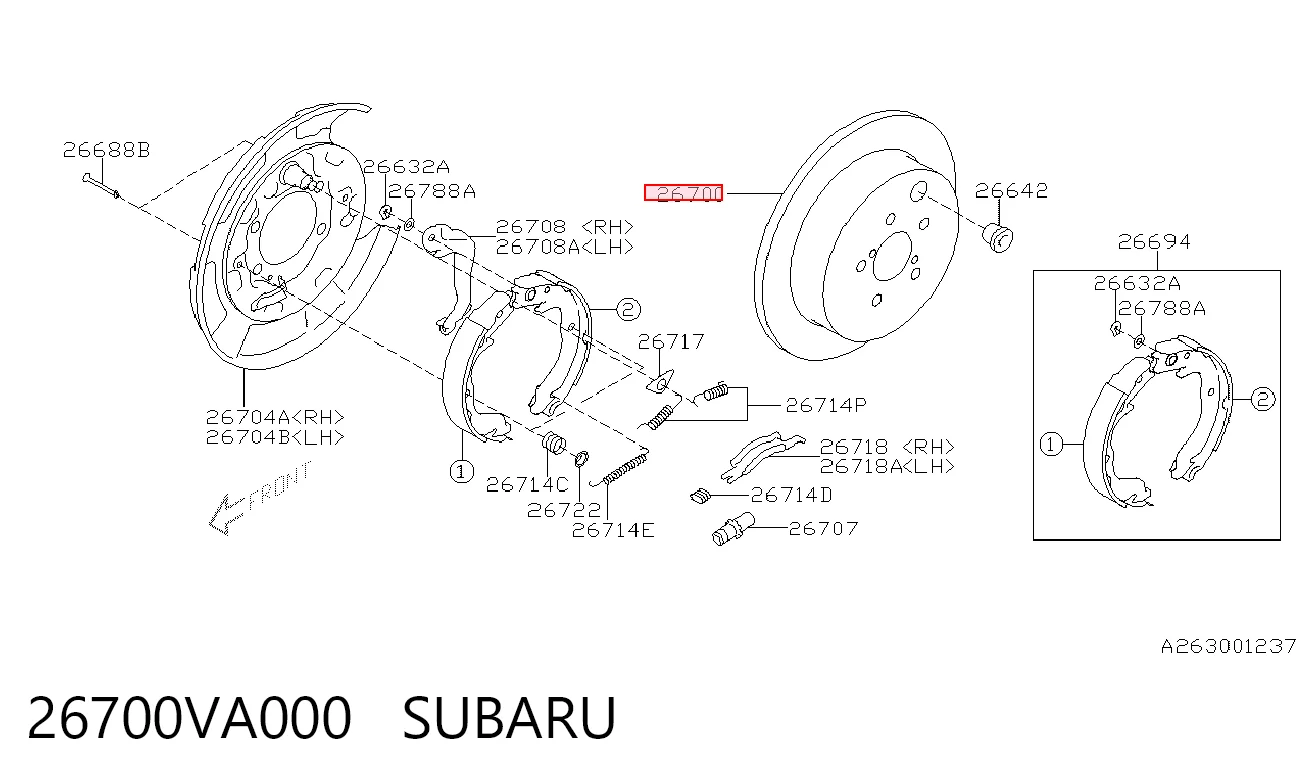26700VA000 Subaru Tarcza hamulcowa tylna